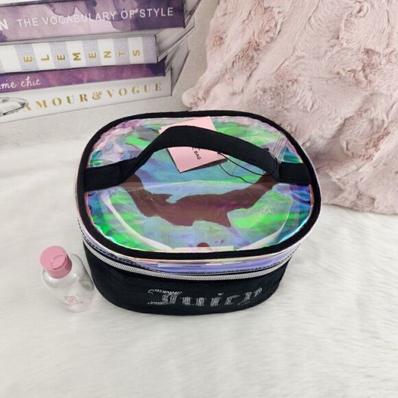 {Juicy Couture} Black Rhinestones Cosmetic Bag Train Case - Picture 3 of 6